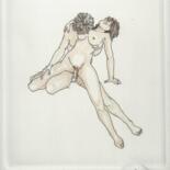 Gravures & estampes intitulée "Les pieux" par André Colpin, Œuvre d'art originale, Eau-forte