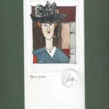 Printmaking titled "Femme au chapeau -…" by André Colpin, Original Artwork, Etching