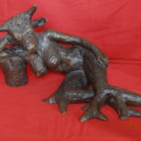 Sculpture titled "nu femme taureau" by André Désilles, Original Artwork, Bronze