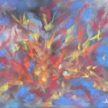 Painting titled "Explosion Céleste" by Trezal, Original Artwork, Pastel