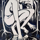 Printmaking titled "Melancholie" by Andrea Riegler, Original Artwork, Xylography