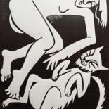 Incisioni, stampe intitolato "Vertrauen" da Andrea Riegler, Opera d'arte originale, Xilografia