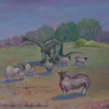 Painting titled "Flock of sheep (a h…" by Andrei Klenov, Original Artwork, Oil