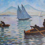 Ζωγραφική με τίτλο "Boats 2" από Andrei Klenov, Αυθεντικά έργα τέχνης, Λάδι