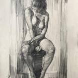 Dessin intitulée "Nude model №3 in Be…" par Andrei Svistunov, Œuvre d'art originale, Crayon