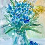 「Bouquet with irises」というタイトルの絵画 Andrey Kryukによって, オリジナルのアートワーク, 水彩画