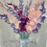 Peinture intitulée "Bouquet with gladio…" par Andrey Kryuk, Œuvre d'art originale, Aquarelle