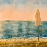 Картина под названием "On the beach" - Andrey Kryuk, Подлинное произведение искусства, Акварель
