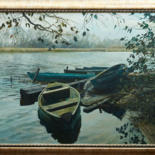 Malerei mit dem Titel "Boats" von Andrey Lipko, Original-Kunstwerk, Öl