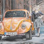 Картина под названием "Осенняя дорога" - Andrey Schukin, Подлинное произведение искусства, Акрил Установлен на Деревянная ра…