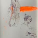 Dessin intitulée "nude life drawing #…" par Andy Fung, Œuvre d'art originale, Aquarelle