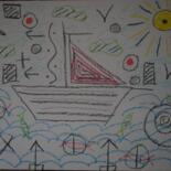 Drawing titled "bateau" by Andy Pilgrimm, Original Artwork