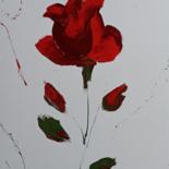 Картина под названием "Красная роза" - Angelina Damenia, Подлинное произведение искусства, Масло