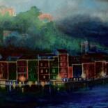 Painting titled "Calata Marconi" by Angelo Franzini, Original Artwork, Oil Mounted on Wood Panel
