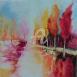 Painting titled "LE PETIT CANAL" by Anita Boche, Original Artwork, Oil