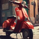 Arte digital titulada "Italia.  Red Vespa" por Anja Rudko, Obra de arte original, Trabajo Digital 2D