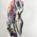 Pintura intitulada "Modèle nue 6" por Anna An, Obras de arte originais, Aquarela