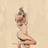 Dessin intitulée "Sketch of a body" par Anna Ivanova, Œuvre d'art originale, Aquarelle