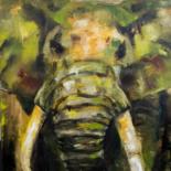 Painting titled "Elephant painting" by Lubchik, Original Artwork, Oil