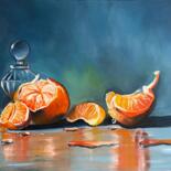 Painting titled "Tangerines" by Anna Pavlovich-Naneva, Original Artwork, Oil Mounted on Wood Stretcher frame