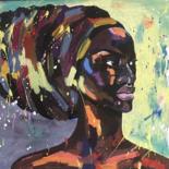 Pittura intitolato "African woman pop a…" da Anna Shchetinina, Opera d'arte originale, Acrilico Montato su Telaio per barell…