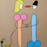 Desenho intitulada "Dating in Paris" por Anna Zhuleva, Obras de arte originais, Pastel