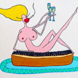 Картина под названием "Princess on the san…" - Анна Жулева, Подлинное произведение искусства, Акрил Установлен на Деревянная…