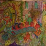 Peinture intitulée "Janus et sa clique" par Laura Vassiliu, Œuvre d'art originale, Aquarelle Monté sur Châssis en bois