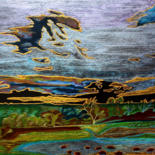 Peinture intitulée "Nuages d’or" par Anne Brigaud, Œuvre d'art originale, Aquarelle