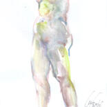 Dessin intitulée "Petit nu en pied de…" par Anne Cardot, Œuvre d'art originale, Aquarelle
