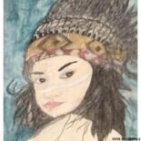 Schilderij getiteld "My pretty indian in…" door Anne Bazabidila, Origineel Kunstwerk, Aquarel