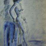 Peinture intitulée "NU BLEU" par Anne-Marie Callamard, Œuvre d'art originale, Aquarelle
