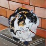 Peinture intitulée "Portrait de chat Ca…" par Anne Zamo, Œuvre d'art originale, Huile