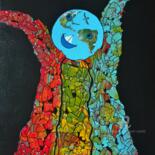 Painting titled "HAPPY PLANET" by Annick Couëdel, Original Artwork, Acrylic