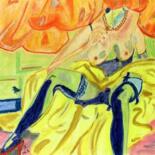 Dessin intitulée "La fille du Boudoir" par Annick Terwagne, Pastelliste De La Fémin, Œuvre d'art originale, Autre