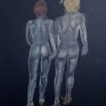 Dessin intitulée "Les marcheuses." par Annick Terwagne, Pastelliste De La Fémin, Œuvre d'art originale