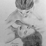 Drawing titled "Le couple" by Annick Terwagne, Pastelliste De La Fémin, Original Artwork