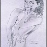 Drawing titled "Le couple dans son…" by Annick Terwagne, Pastelliste De La Fémin, Original Artwork, Other