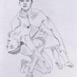 Dessin intitulée "Etreinte" par Annick Terwagne, Pastelliste De La Fémin, Œuvre d'art originale, Autre
