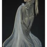 Dessin intitulée "Le voile de la Mari…" par Annick Terwagne, Pastelliste De La Fémin, Œuvre d'art originale