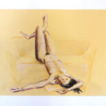 Dessin intitulée "Nu au Sofa" par Annie Malarme, Œuvre d'art originale, Pastel