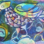 Drawing titled "L'oiseau" by Annie Vandemalle, Original Artwork, Pastel