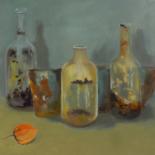 Painting titled "N.M. aux 3 bouteill…" by Annie Bagot, Original Artwork, Oil