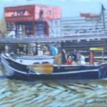 Painting titled "canal st martin par…" by Anska, Original Artwork, Oil