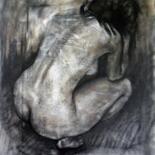 Malerei mit dem Titel "Crouching Girl" von Anthony Barrow, Original-Kunstwerk, Öl