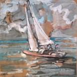 Painting titled "7 balade en mer" by Antoine Faure, Original Artwork, Gouache