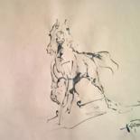 Dessin intitulée "41 Etude chevaux" par Antoine Faure, Œuvre d'art originale, Encre