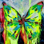 Malerei mit dem Titel "Popart butterfly gr…" von Antoni Dragan, Original-Kunstwerk, Acryl Auf Keilrahmen aus Holz montiert