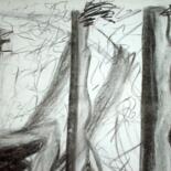 Drawing titled "Symbiotic Chairs" by Antoon Diepstraten, Original Artwork, Charcoal