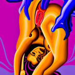 Painting titled "erotic 14" by Anzor Valetov, Original Artwork, Oil Mounted on Wood Stretcher frame